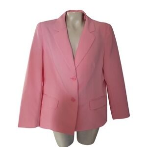 Liz Baker Petite Pink Blazer Jacket Womens 14P Single Button Lapel Collar office